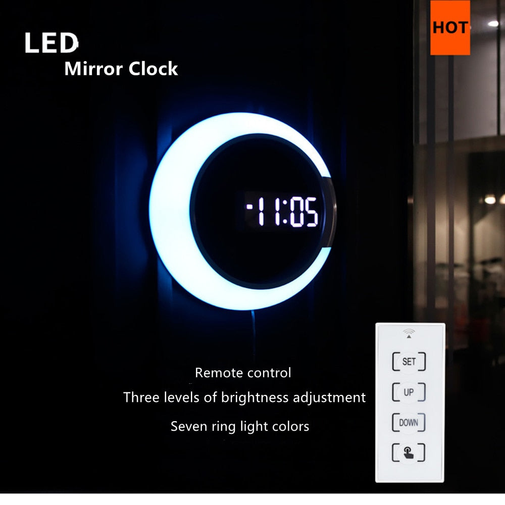 Modern LED Circle Wall Clock Lamp