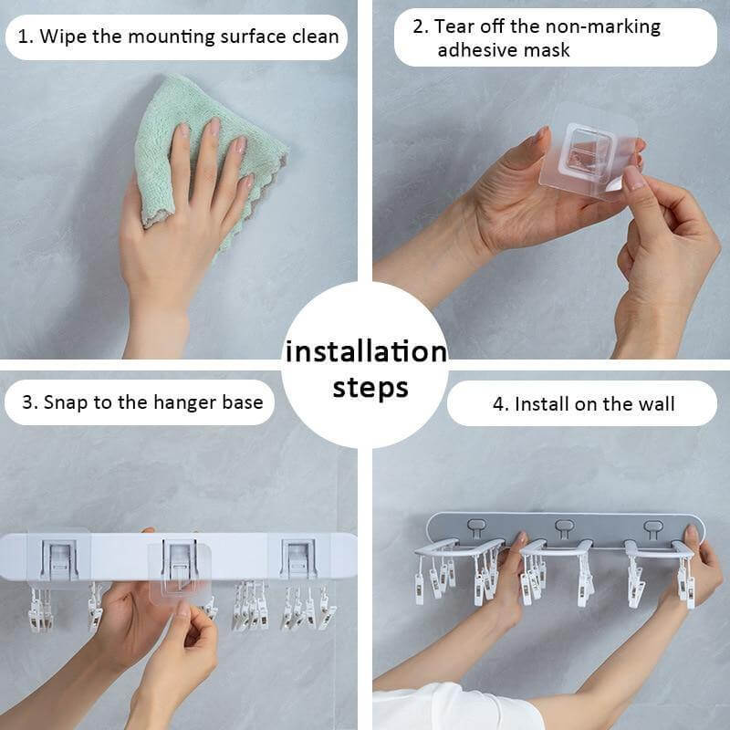 Foldable Wall Mount Sock Drying Rack Organizer