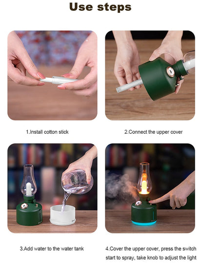 Compact Cool Mist Air Purifier Essential Oil Diffuser Lamp