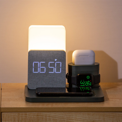 Smart LED Clock Charger Table Lamp