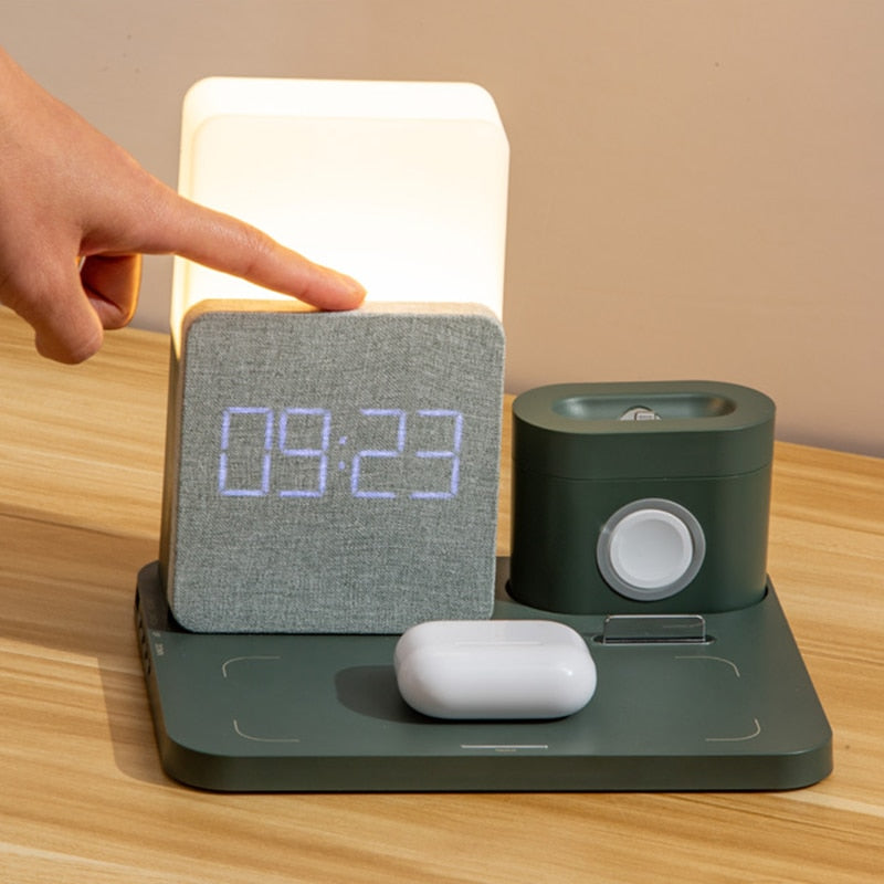 Smart LED Clock Charger Table Lamp