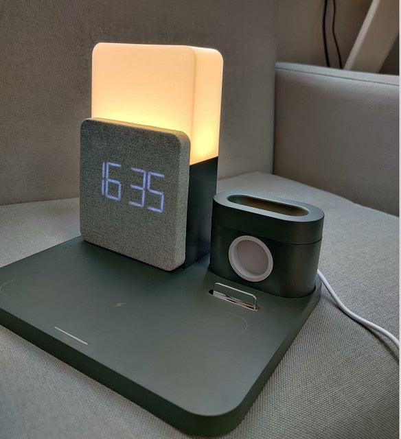 Smart LED Clock Charger Table Lamp