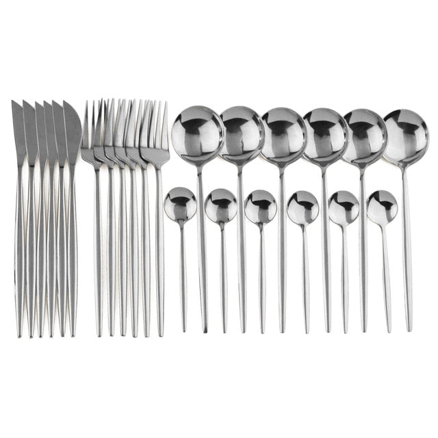 Complete 24-Piece Stainless Steel Cutlery Set