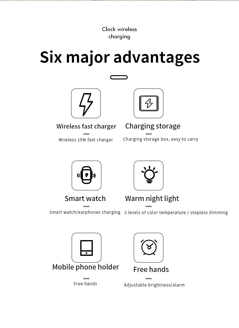 Smart LED Clock Charger Table Lamp