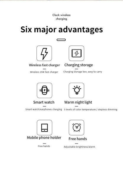 Smart LED Clock Charger Table Lamp