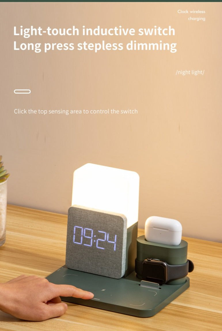 Smart LED Clock Charger Table Lamp