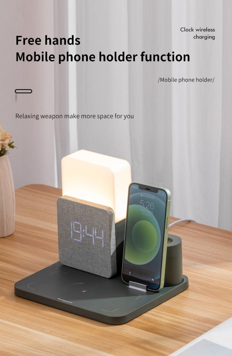 Smart LED Clock Charger Table Lamp