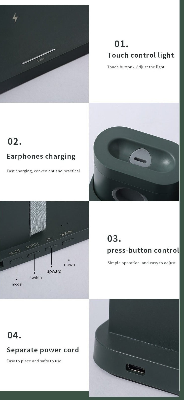 Smart LED Clock Charger Table Lamp