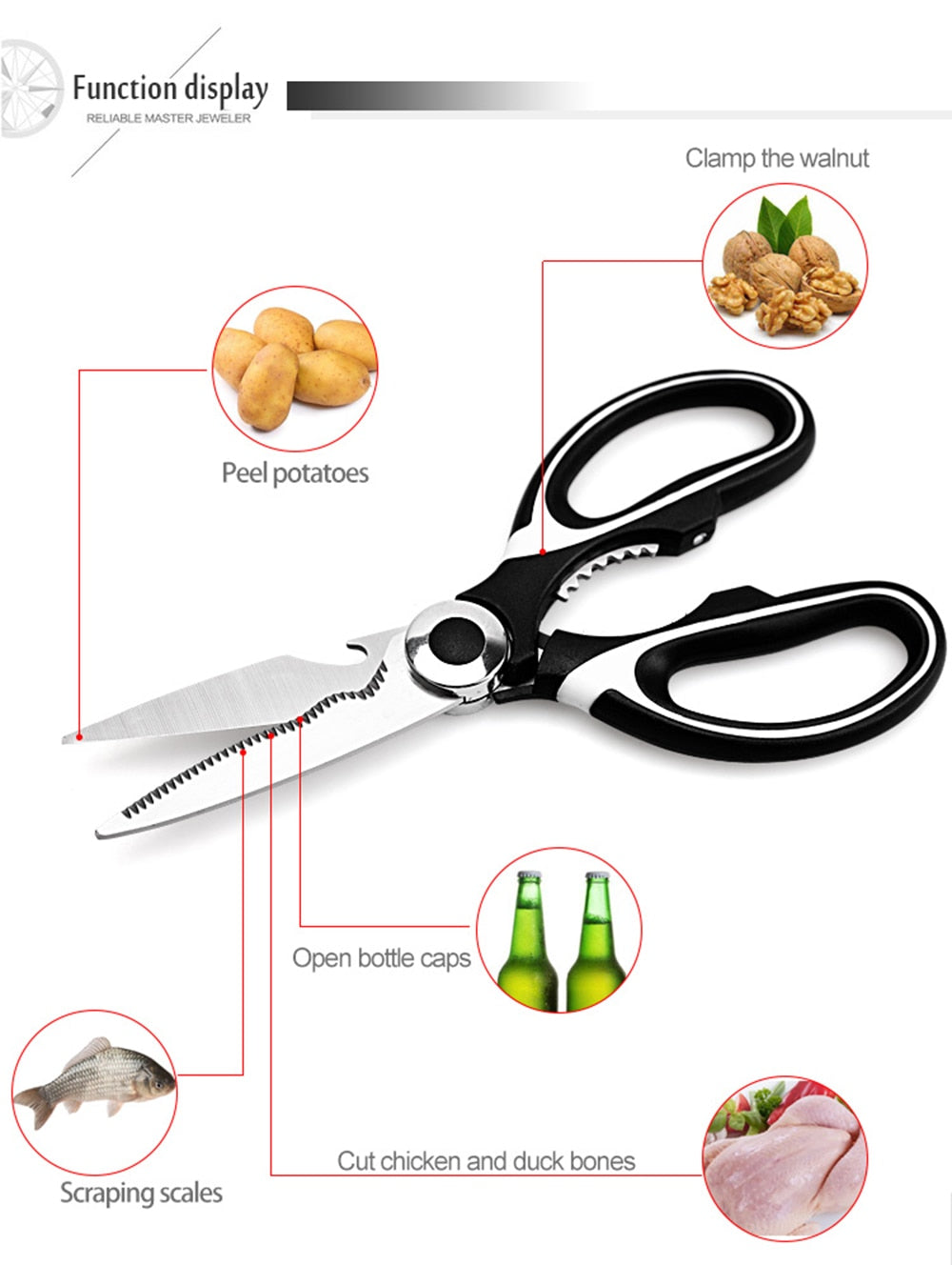 Kitchen Shear with Built-in Bottle Opener