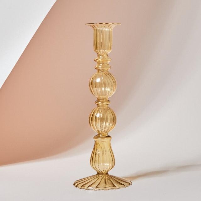 Soft Pink Glass Candle Holder Decorative Table Light