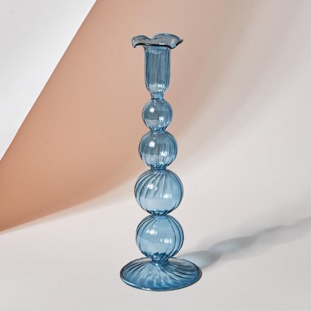 Soft Pink Glass Candle Holder Decorative Table Light