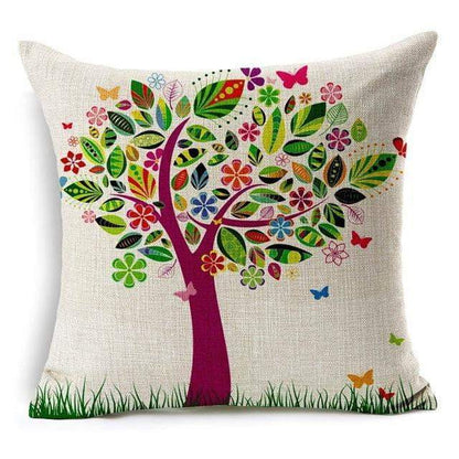Colorful Bird Tree Life Home Decor Pillow Cover
