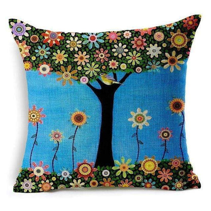 Colorful Bird Tree Life Home Decor Pillow Cover