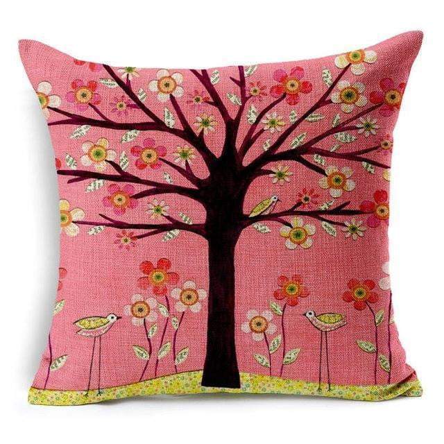 Colorful Bird Tree Life Home Decor Pillow Cover