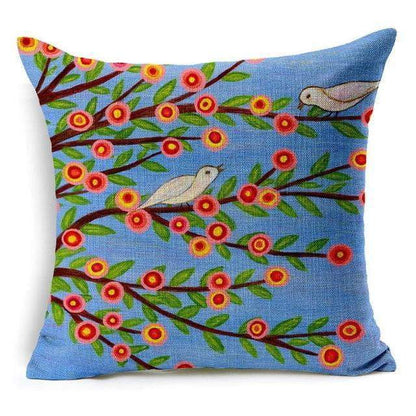 Colorful Bird Tree Life Home Decor Pillow Cover