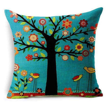 Colorful Bird Tree Life Home Decor Pillow Cover