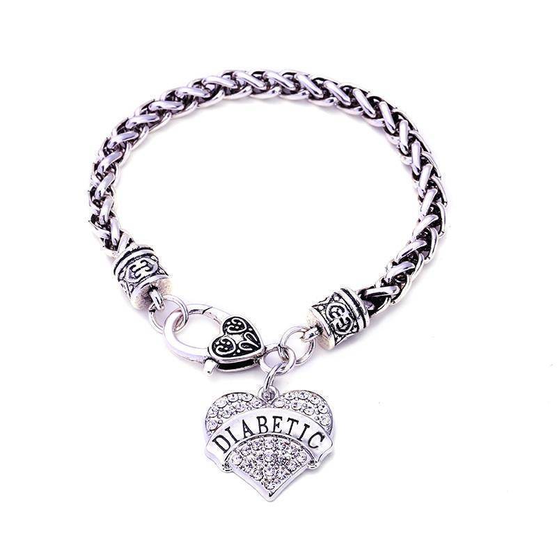 Medical Alert ID Bracelet for Women with Crystal Charm - Cofik