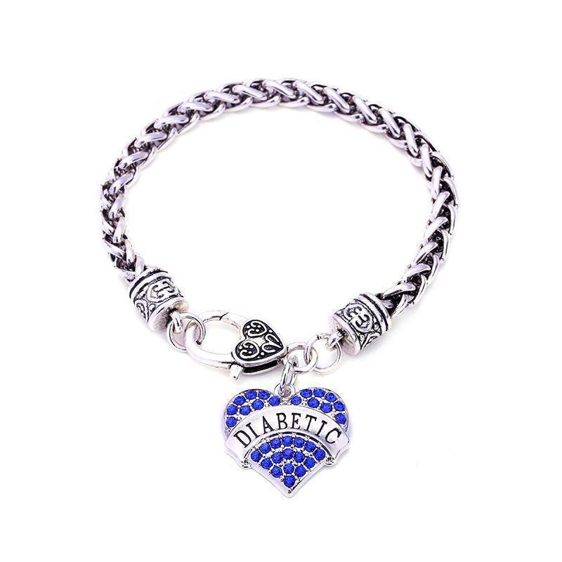 Medical Alert ID Bracelet for Women with Crystal Charm