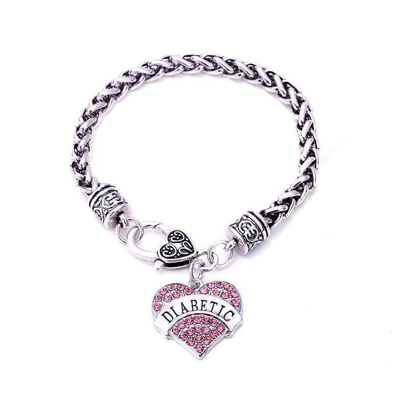 Medical Alert ID Bracelet for Women with Crystal Charm