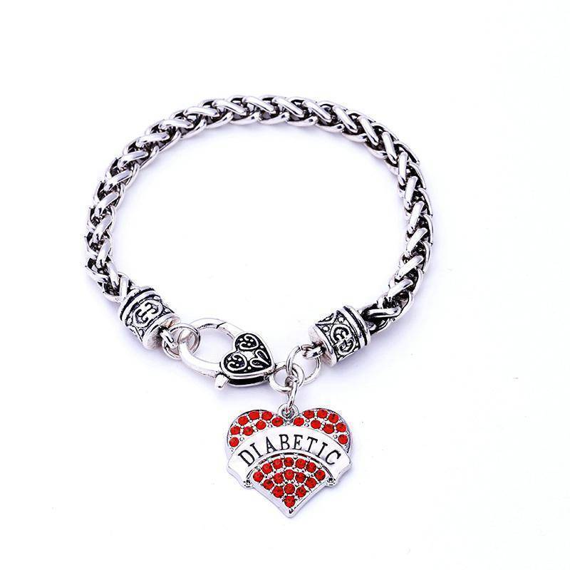 Medical Alert ID Bracelet for Women with Crystal Charm