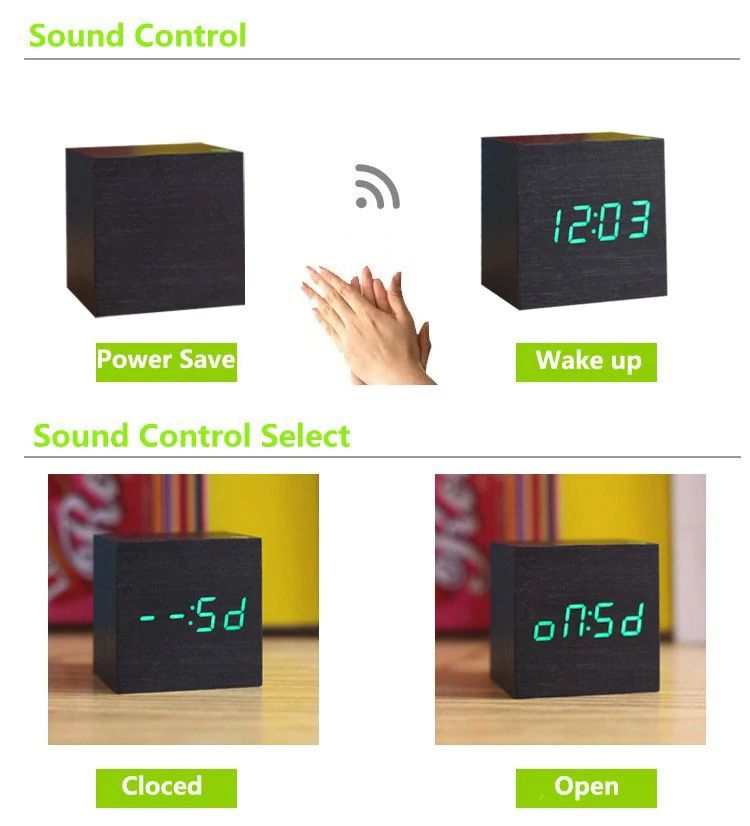 Stylish Wood LED Desk Clock Noxord