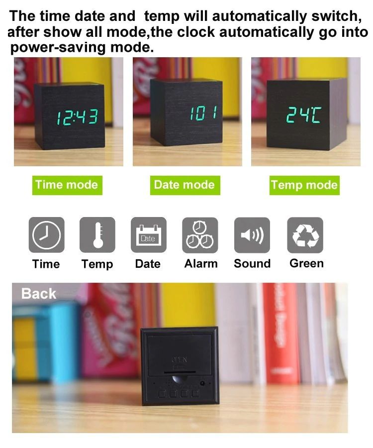Stylish Wood LED Desk Clock Noxord