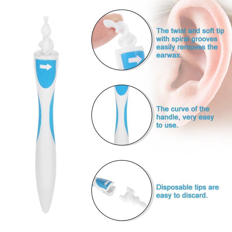 Gentle Ear Cleaner Spiral Remover with 16 Soft Tips