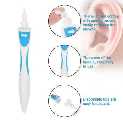 Gentle Ear Cleaner Spiral Remover with 16 Soft Tips