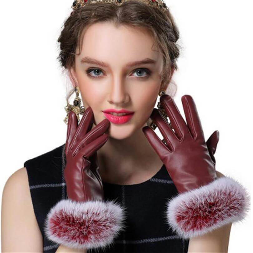 Luxurious Rabbit Fur Winter Gloves for Women - Cofik