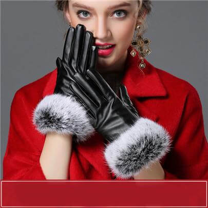 Luxurious Rabbit Fur Winter Gloves for Women