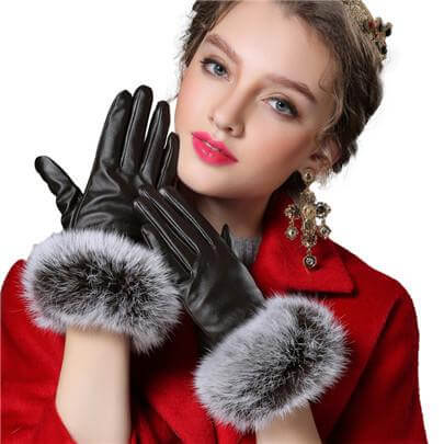 Luxurious Rabbit Fur Winter Gloves for Women