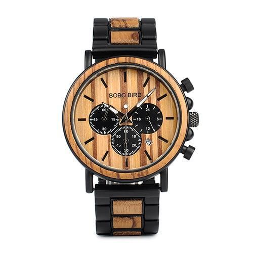 Brown Wooden Men's Quartz Watch with Glow Hands - Cofik