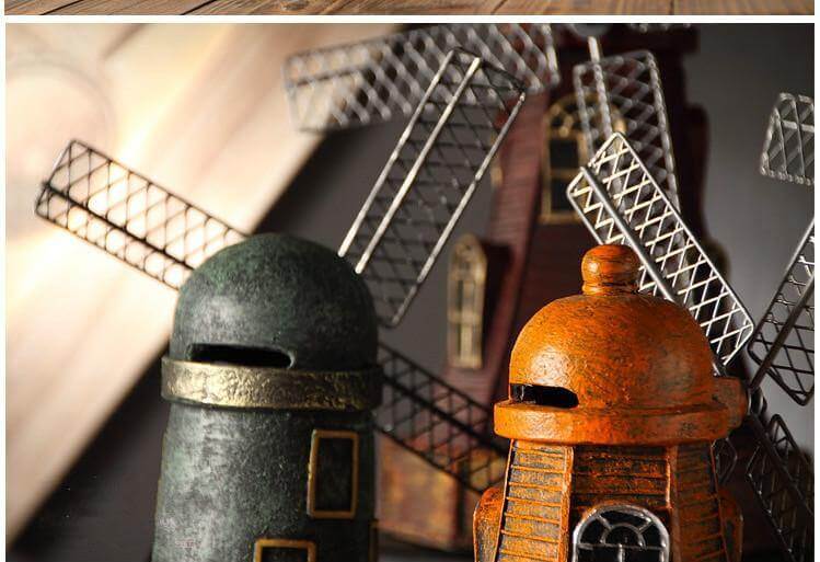 Colorful Retro Windmill Piggy Bank Ornaments