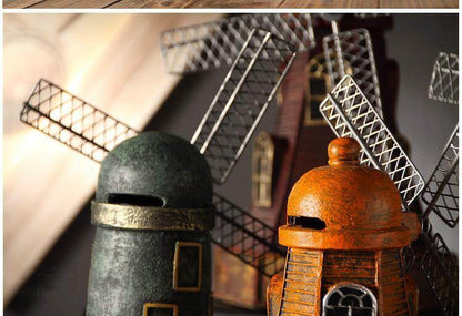 Colorful Retro Windmill Piggy Bank Ornaments