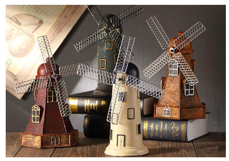 Colorful Retro Windmill Piggy Bank Ornaments