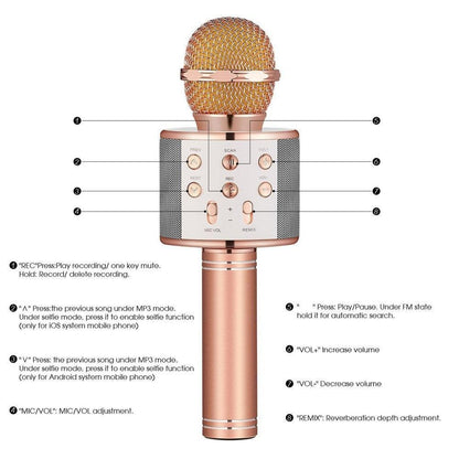 Portable Rechargeable Bluetooth Karaoke Mic