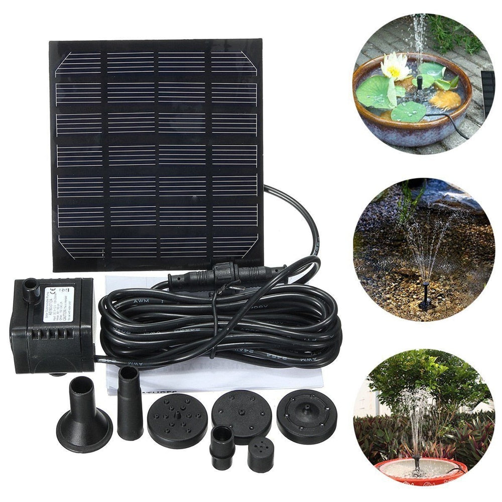 Solar Powered Fountain with 4 Adjustable Spray Jets - Cofik