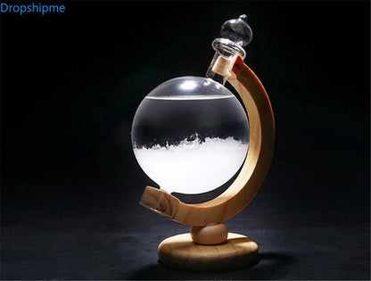 Classic Storm Glass Weather Predictor Bottle with Wood Base