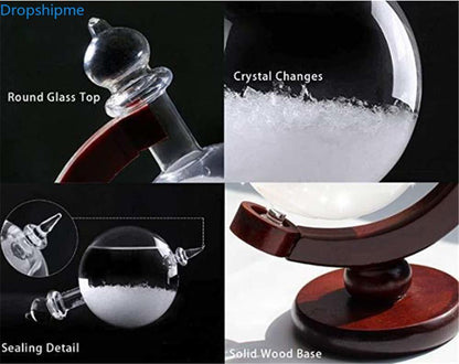 Classic Storm Glass Weather Predictor Bottle with Wood Base