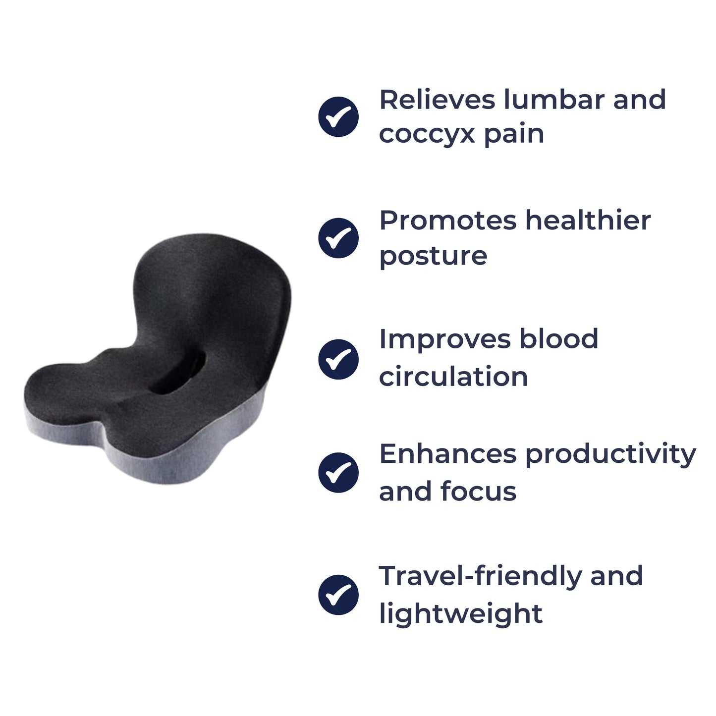 Contoured Back Support Cushion for Office Chair Use