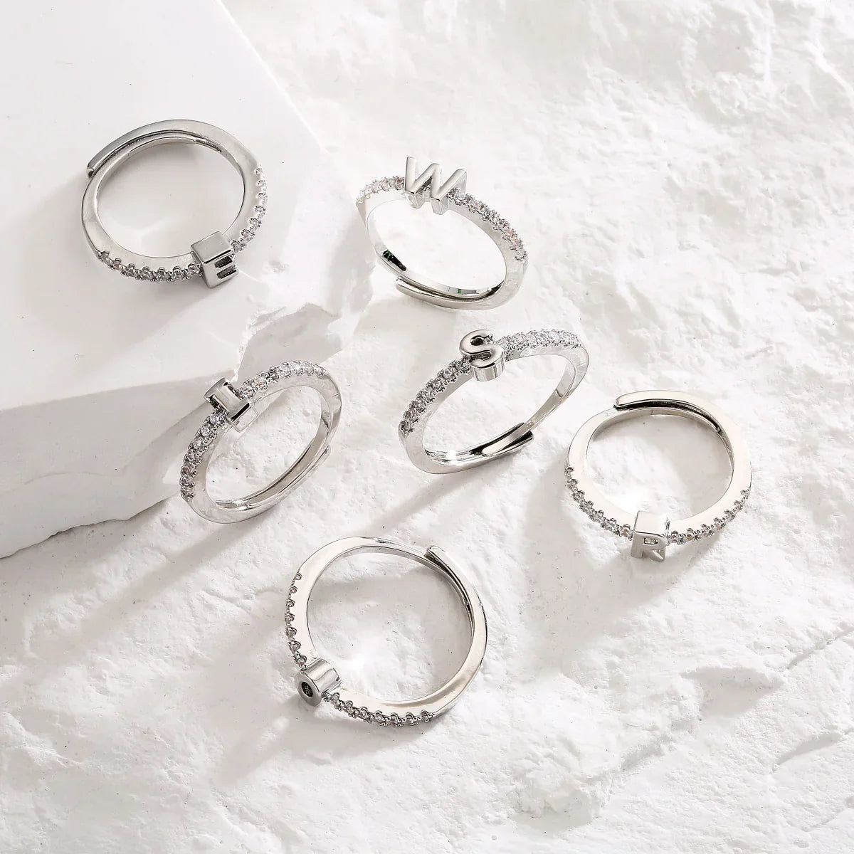 Shining Personalized Initial Letter Rings