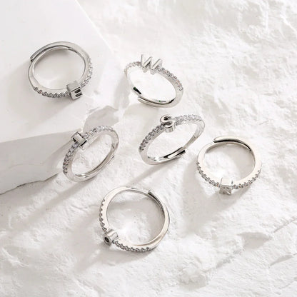 Shining Personalized Initial Letter Rings