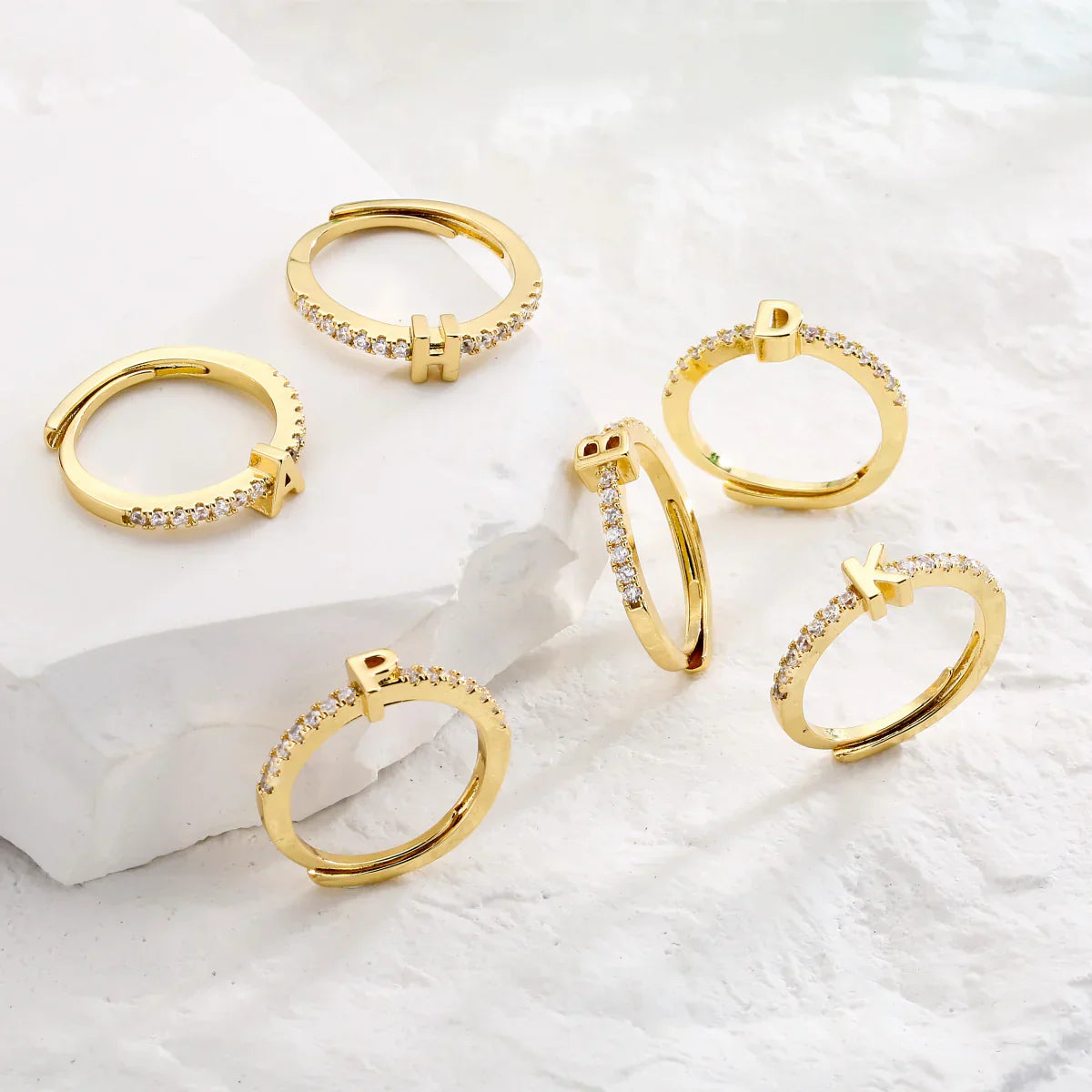 Shining Personalized Initial Letter Rings - Cofik