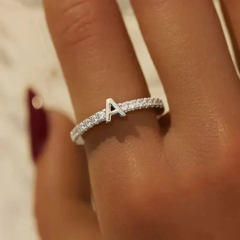 Shining Personalized Initial Letter Rings