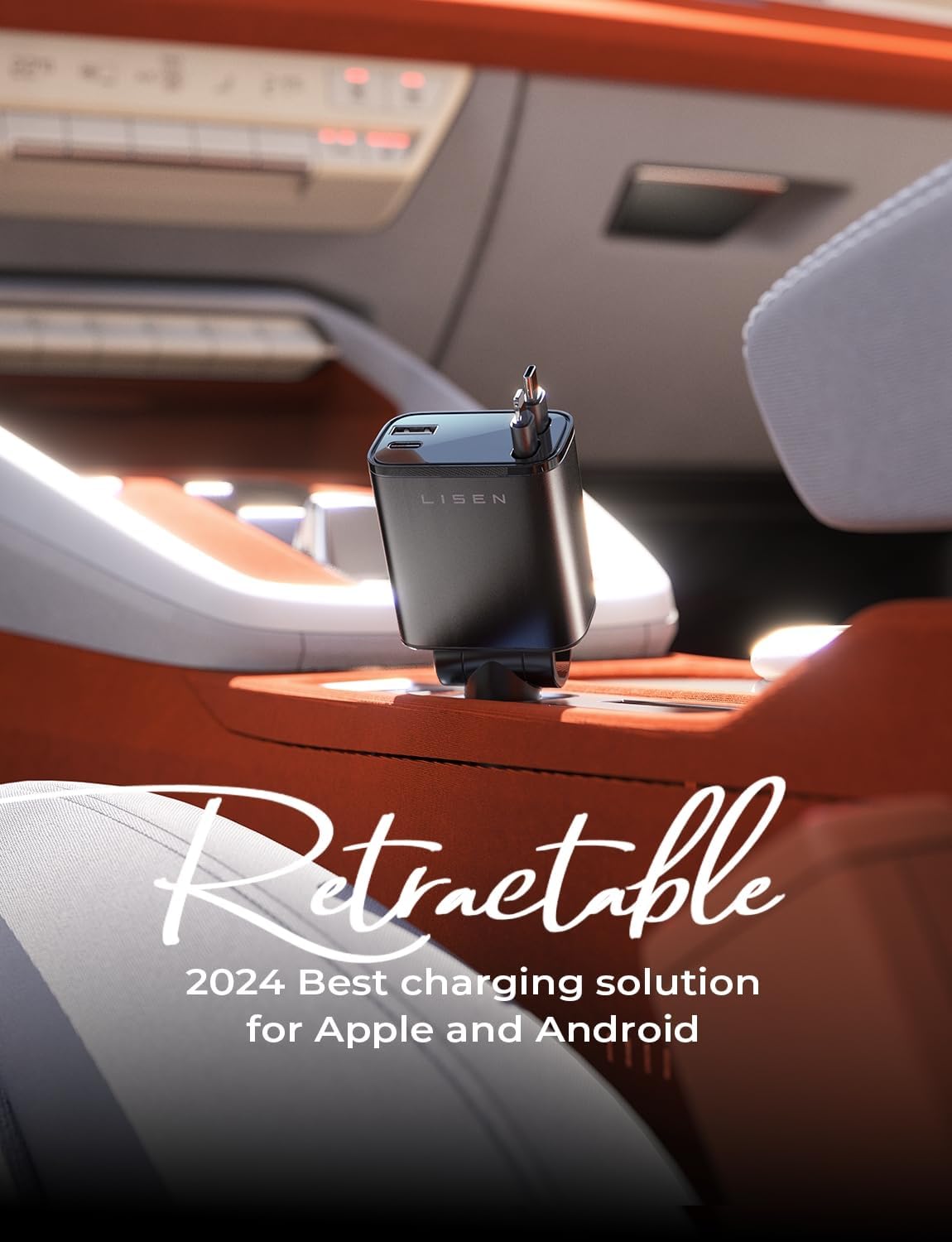 Retractable Car Charger 69W USB C