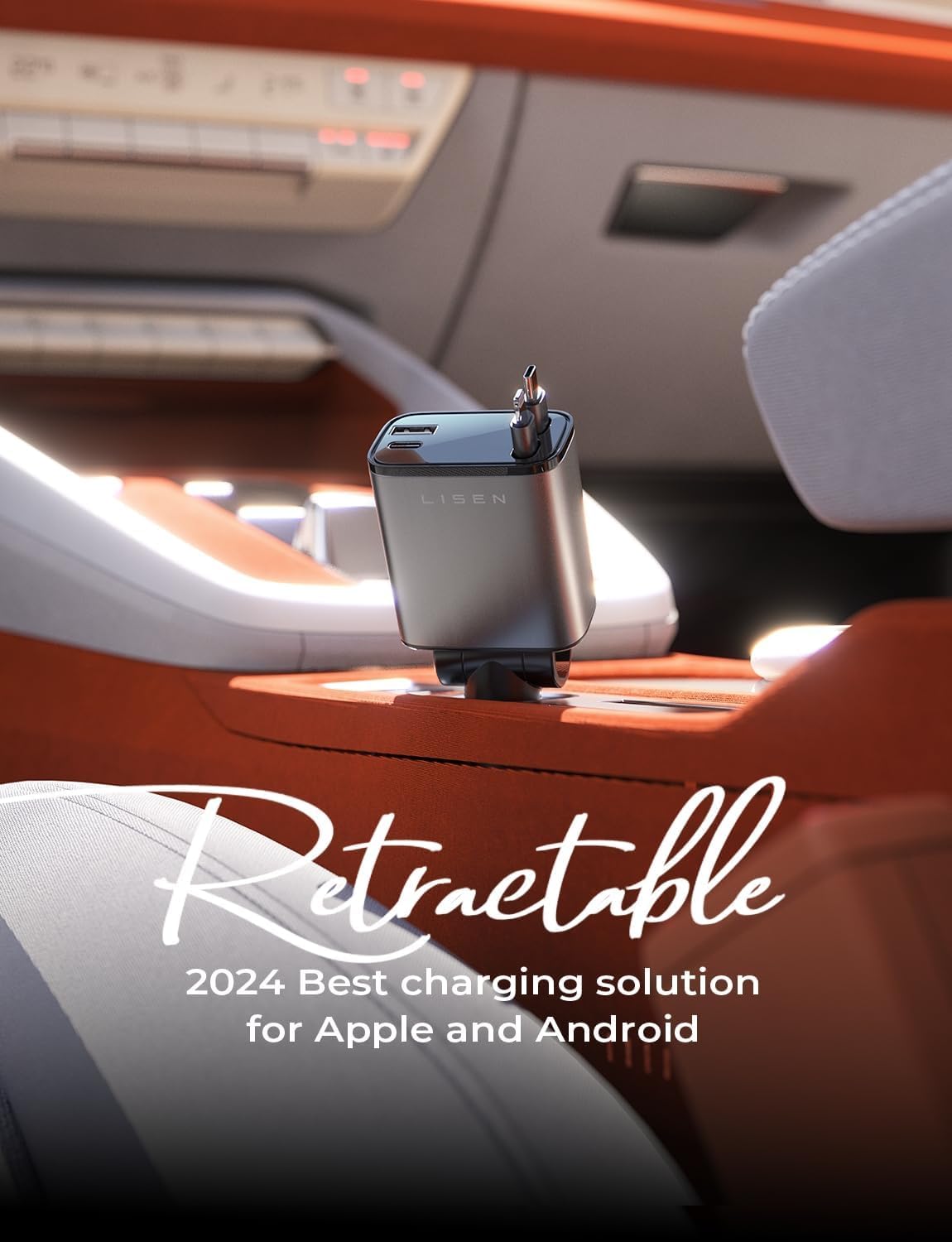Retractable Car Charger 69W USB C