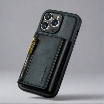 Protective Phone Wallet Case with Detachable Leather Mount