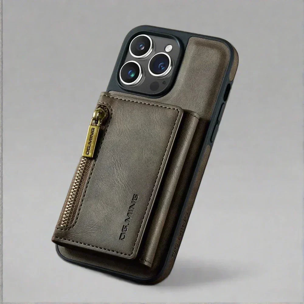 Protective Phone Wallet Case with Detachable Leather Mount