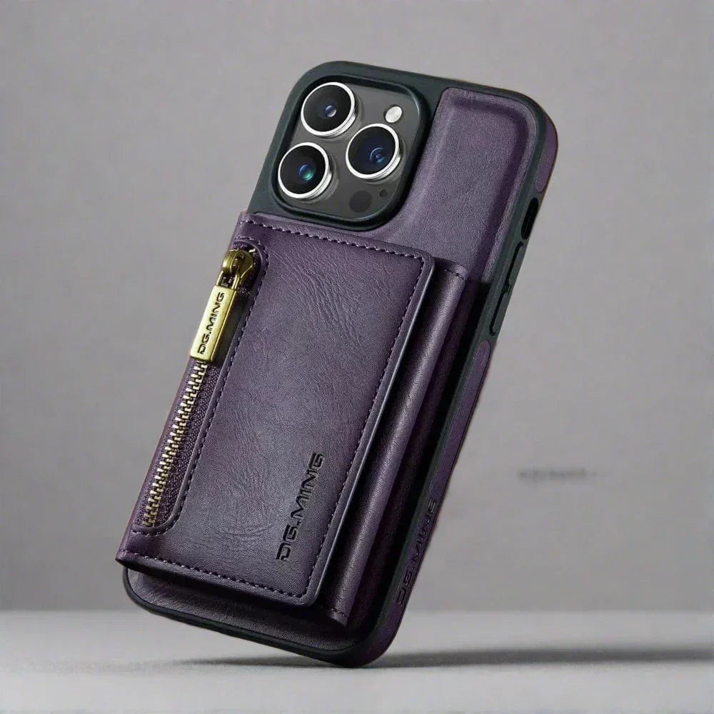 Protective Phone Wallet Case with Detachable Leather Mount