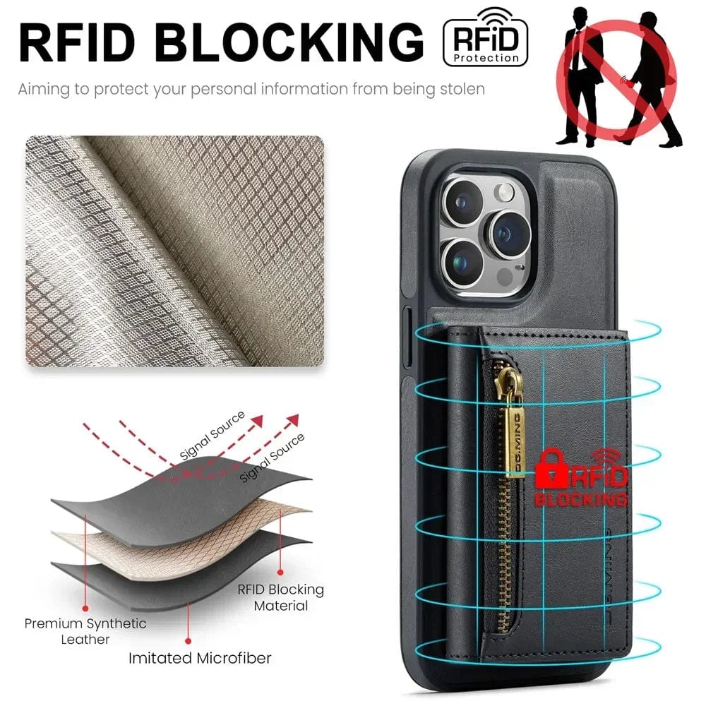 Protective Phone Wallet Case with Detachable Leather Mount